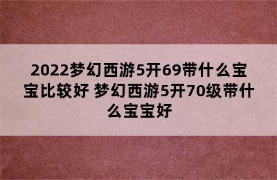 2022梦幻西游5开69带什么宝宝比较好 梦幻西游5开70级带什么宝宝好